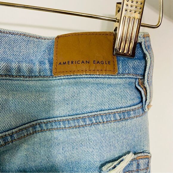American Eagle Outfitters Womens Light Blue Washed Distressed 90s Straight Jeans - Picture 4 of 6